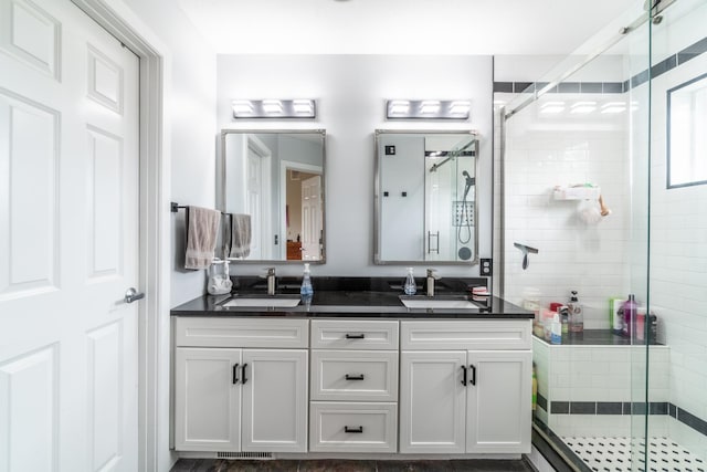 3513 Crater Cv, Fort Wayne, IN 46804 - bathroom featuring double vanity and a stall shower