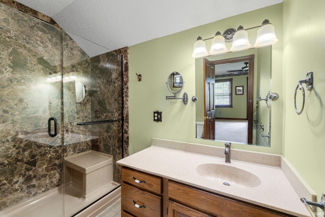 7800 E 400 S-92, Fort Wayne, IN 46818 - bathroom featuring vanity, a stall shower, and a textured ceiling