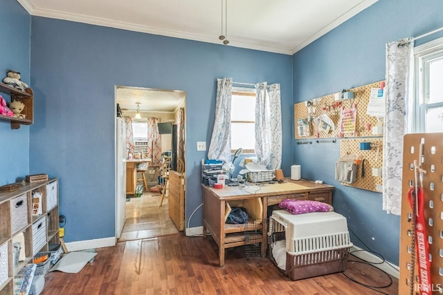 718 Center St, New Haven, IN 46774 - office space featuring ornamental molding, wood finished floors, and baseboards
