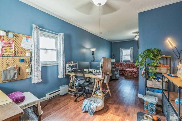 718 Center St, New Haven, IN 46774 - office space featuring ornamental molding, wood finished floors, and ceiling fan