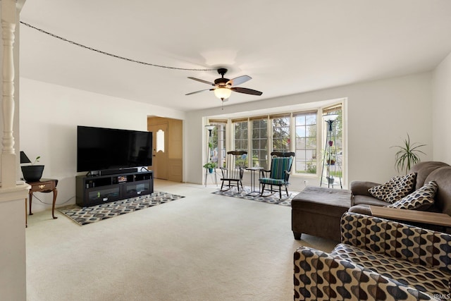 405 Inglenook Pl, Angola, IN 46703 - carpeted living room featuring a ceiling fan