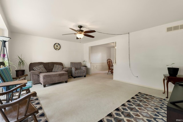 405 Inglenook Pl, Angola, IN 46703 - carpeted living room featuring a ceiling fan
