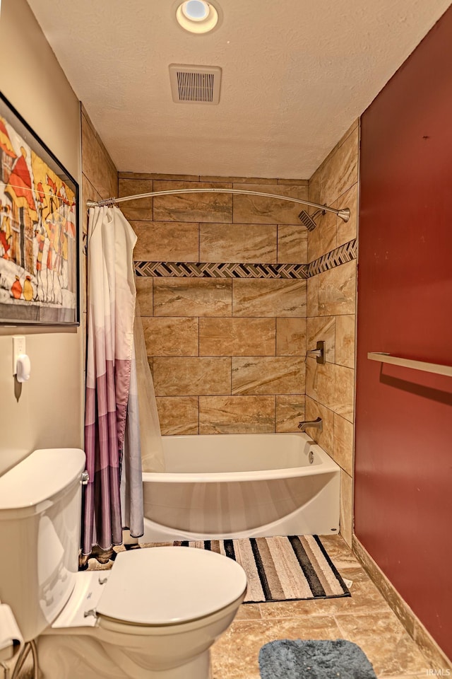 413 Lingle Ave, Lafayette, IN 47901 - full bathroom with toilet, shower / tub combo with curtain, and a textured ceiling
