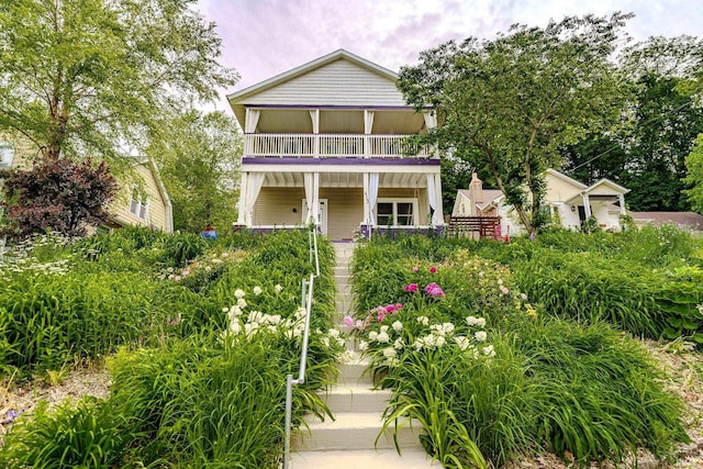 413 Lingle Ave, Lafayette, IN 47901 - view of front of home with a balcony and a porch