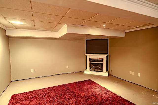 413 Lingle Ave, Lafayette, IN 47901 - finished basement with a fireplace with raised hearth and a paneled ceiling