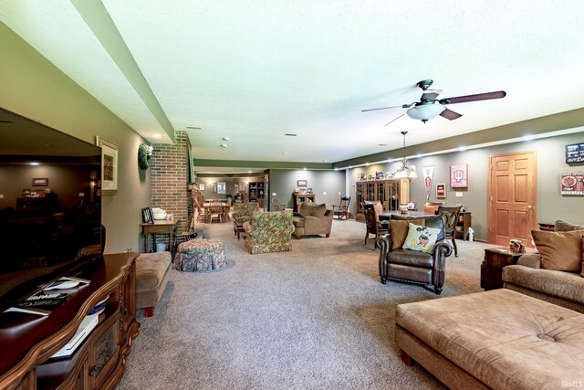 136 Tulip Cir, Bremen, IN 46506 - living area featuring carpet floors and ceiling fan