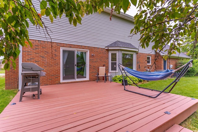 620 Bob Ct, Evansville, IN 47711 - wooden deck with a yard and area for grilling