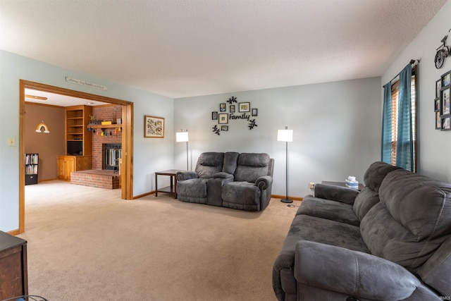 620 Bob Ct, Evansville, IN 47711 - carpeted living area with a fireplace and baseboards