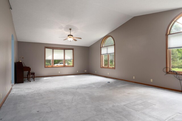 1804 Bent Tree Trl, West Lafayette, IN 47906 - unfurnished room featuring lofted ceiling, ceiling fan, light colored carpet, and baseboards