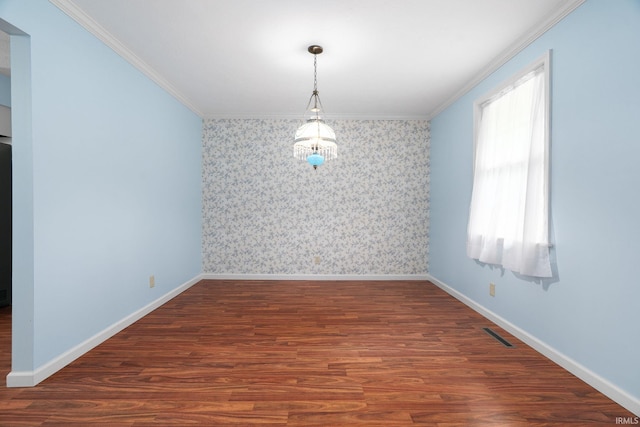 1804 Bent Tree Trl, West Lafayette, IN 47906 - unfurnished room with ornamental molding, wood finished floors, baseboards, and wallpapered walls