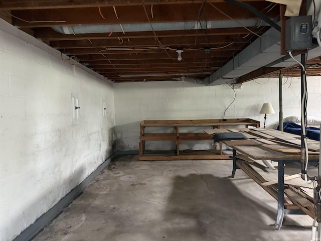205 Riley Blvd, Bedford, IN 47421 - unfinished below grade area with concrete block wall