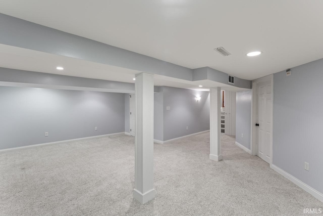 2730 Newman Rd, West Lafayette, IN 47906 - finished basement with light carpet, recessed lighting, and baseboards