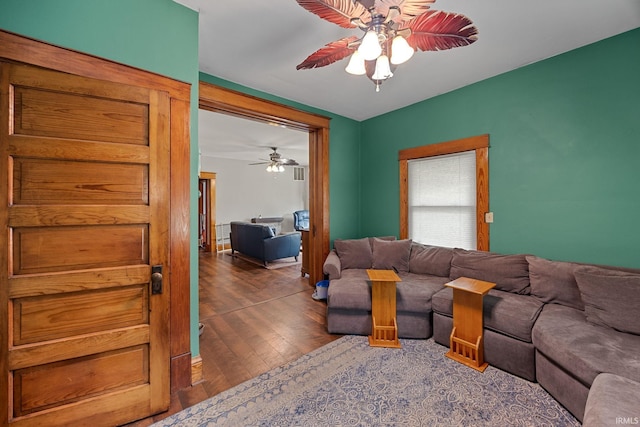 1824 Maple St, Lafayette, IN 47904 - living room featuring a ceiling fan and wood finished floors
