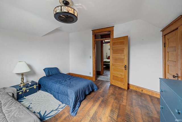 1824 Maple St, Lafayette, IN 47904 - bedroom featuring vaulted ceiling, baseboards, and wood finished floors