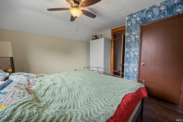 1824 Maple St, Lafayette, IN 47904 - bedroom with wallpapered walls and ceiling fan