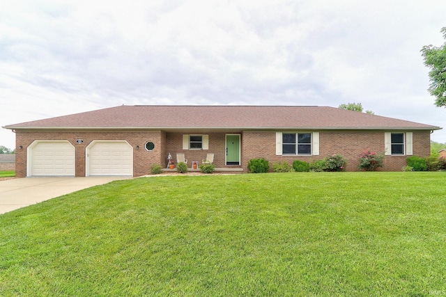 11216 Kramers Dr, Evansville, IN 47712 - ranch-style house featuring an attached garage, a front lawn, driveway, and brick siding