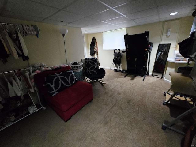 2038 Shaw Ave, Peru, IN 46970 - rec room with carpet flooring and a paneled ceiling