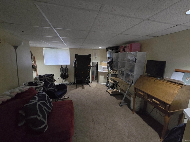 2038 Shaw Ave, Peru, IN 46970 - carpeted living room featuring a paneled ceiling