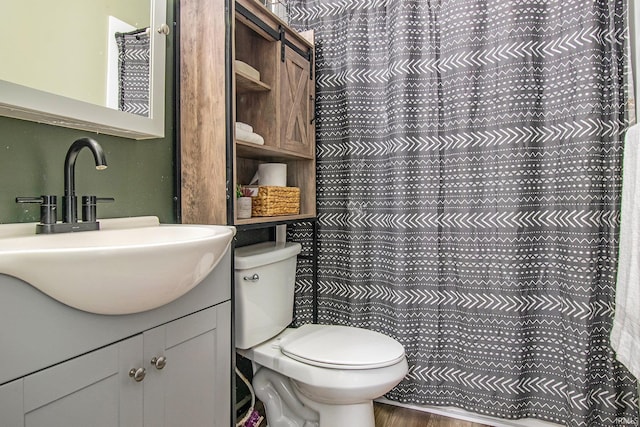 1453 Brookview Ave, Warsaw, IN 46580 - bathroom with toilet, vanity, and a shower with shower curtain