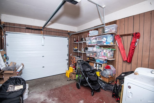 1416 State St, Vincennes, IN 47591 - garage featuring washer / clothes dryer and wood walls