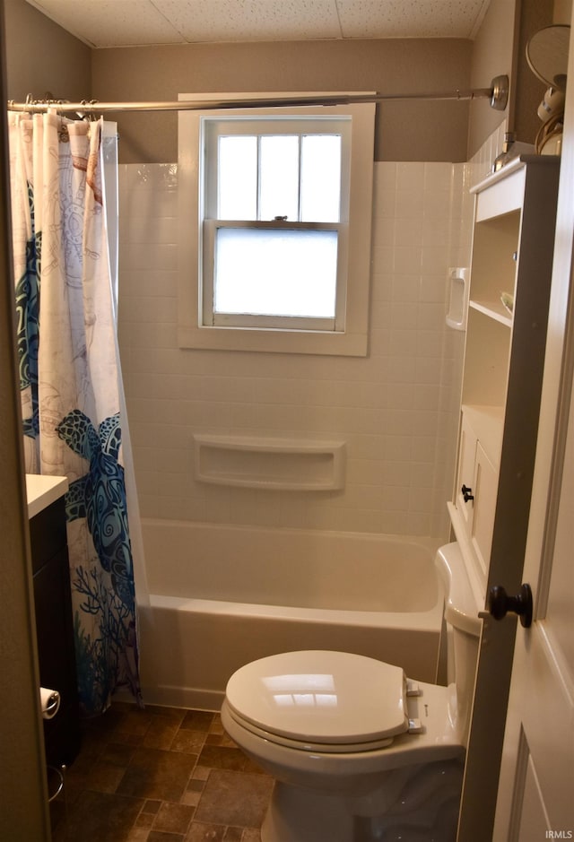 344 W 4th St, Jasper, IN 47546 - bathroom featuring vanity, shower / tub combo, and toilet