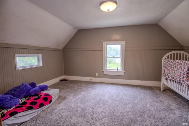 1113 Harrison St, Walkerton, IN 46574 - bonus room with lofted ceiling, carpet floors, baseboards, and wooden walls