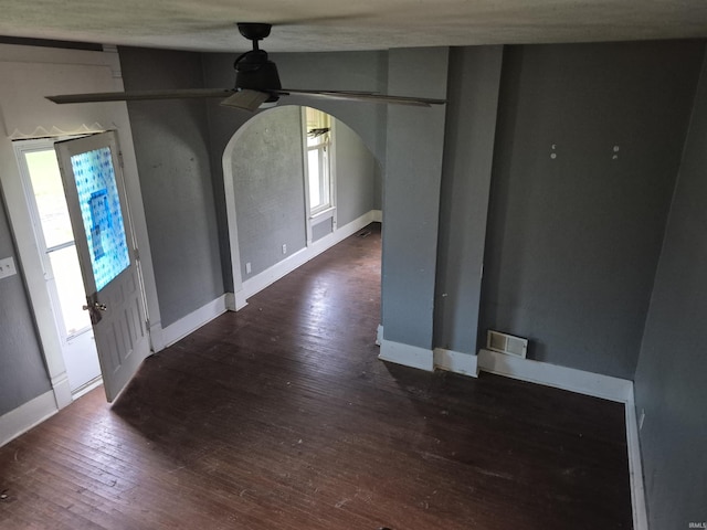 435 N Main St, Mulberry, IN 46058 - unfurnished dining area with ceiling fan, hardwood / wood-style flooring, and baseboards