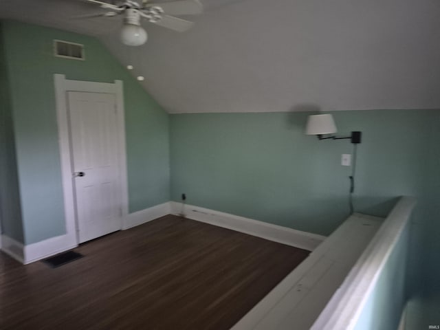 435 N Main St, Mulberry, IN 46058 - bonus room featuring a ceiling fan, vaulted ceiling, wood finished floors, and baseboards