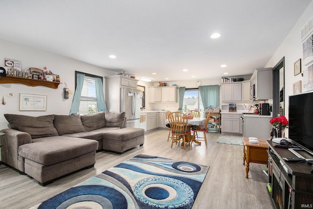 1635 Clover Creek Ln, Goshen, IN 46526 - living room featuring light wood-style floors and recessed lighting