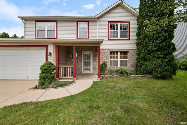 1544 Shining Armor Ln, West Lafayette, IN 47906 - traditional-style house with concrete driveway, a front lawn, and brick siding