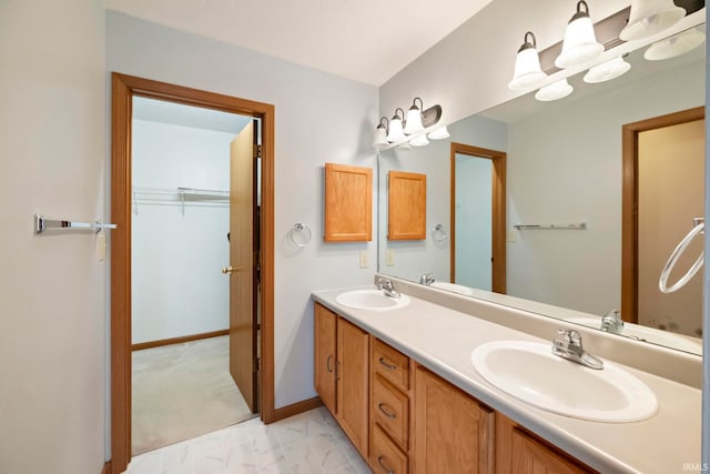 1544 Shining Armor Ln, West Lafayette, IN 47906 - full bath with double vanity, a spacious closet, and baseboards