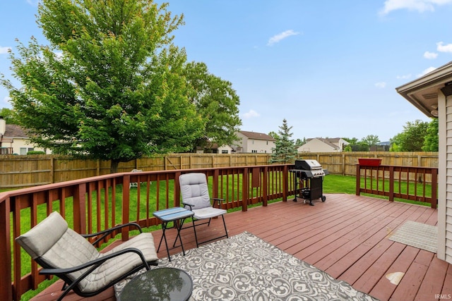 5531 Gate Tree Ln, Fort Wayne, IN 46835 - wooden deck featuring area for grilling and a residential view