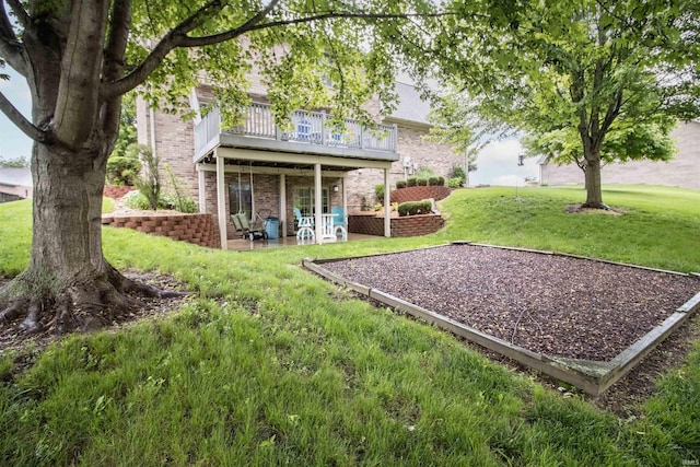 917 E Mill Creek Rd, Greensburg, IN 47240 - view of grassy yard with a patio area and a wooden deck