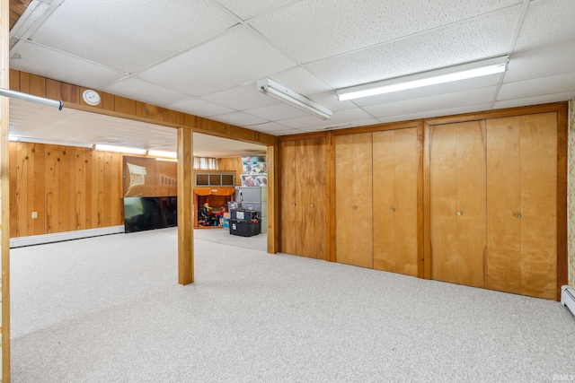 907 N Orchard Dr, North Manchester, IN 46962 - finished basement featuring carpet flooring, a drop ceiling, and wooden walls