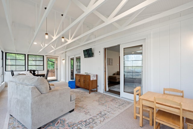 3705 E Forest Glen Ave, Leesburg, IN 46538 - living room with beam ceiling and high vaulted ceiling
