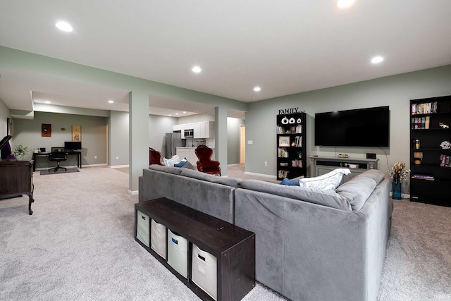 1154 S Deer Run, Ellettsville, IN 47429 - carpeted living room with recessed lighting and baseboards