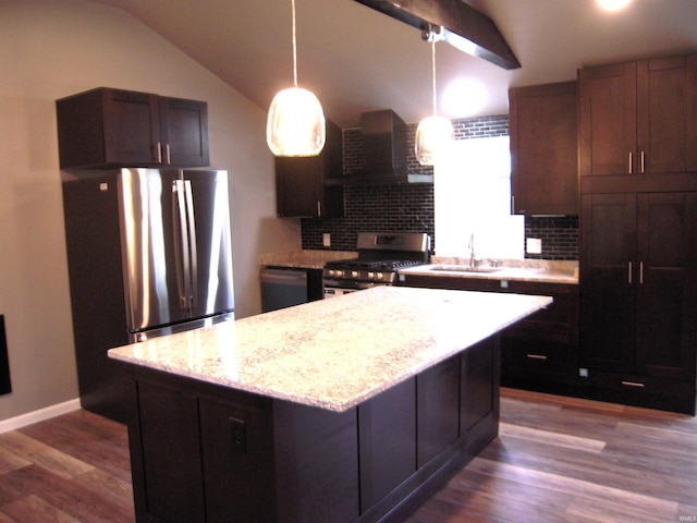 25123 Snyder St, Elkhart, IN 46514 - kitchen with appliances with stainless steel finishes, extractor fan, a sink, tasteful backsplash, and a kitchen island