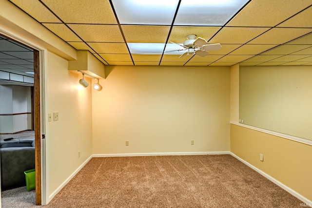 70 Mayflower Ct, Lafayette, IN 47909 - spare room with carpet floors, a paneled ceiling, and baseboards