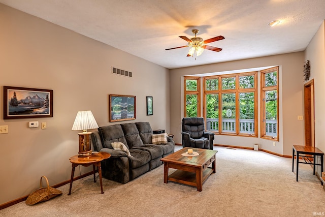 70 Mayflower Ct, Lafayette, IN 47909 - living area with carpet flooring, a ceiling fan, and baseboards
