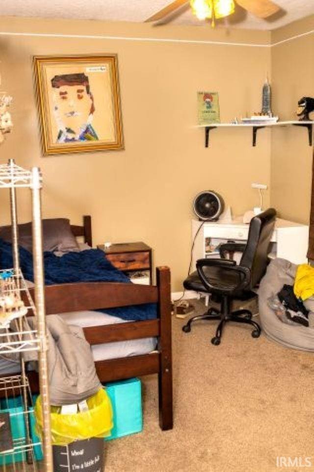2447 S Meridian St, Marion, IN 46953 - bedroom featuring carpet floors, a desk, and ceiling fan