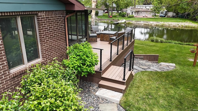 4630 E Armstrong Rd, Leesburg, IN 46538 - wooden deck with a water view and a yard