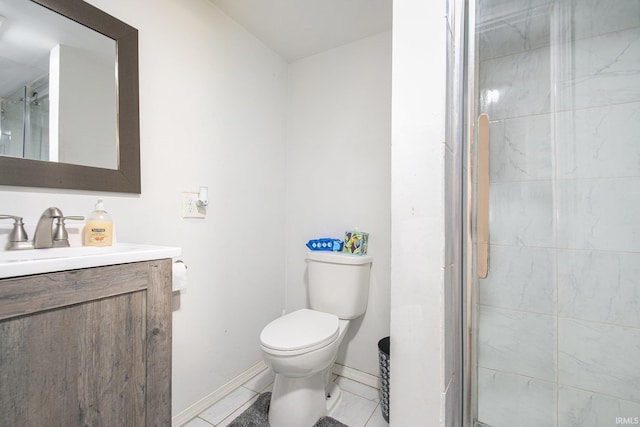 1224 N Main St, Elkhart, IN 46514 - full bathroom with vanity, toilet, a shower stall, and baseboards