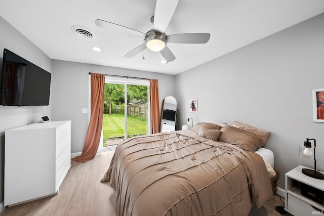 1718 Churchill Dr, South Bend, IN 46617 - bedroom with light wood-style flooring, ceiling fan, baseboards, and recessed lighting