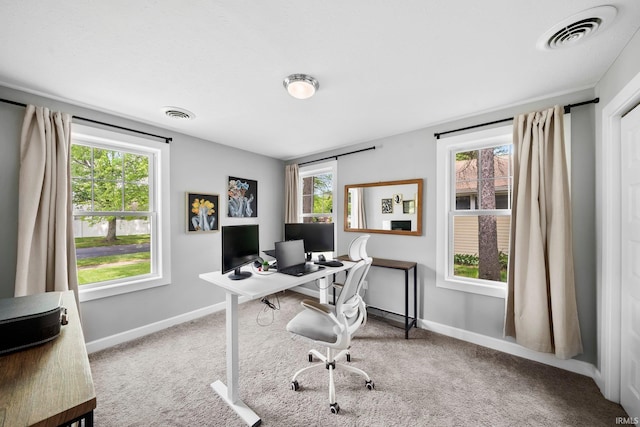 1718 Churchill Dr, South Bend, IN 46617 - home office featuring baseboards, carpet floors, and healthy amount of natural light