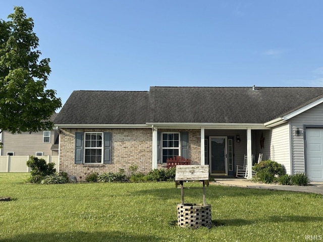 413 Lea Anne St, Rensselaer, IN 47978 - view of front of home featuring brick siding, roof with shingles, an attached garage, and a porch