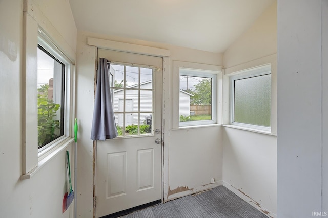 1413 Franklin St, Lafayette, IN 47905 - doorway featuring lofted ceiling and baseboards