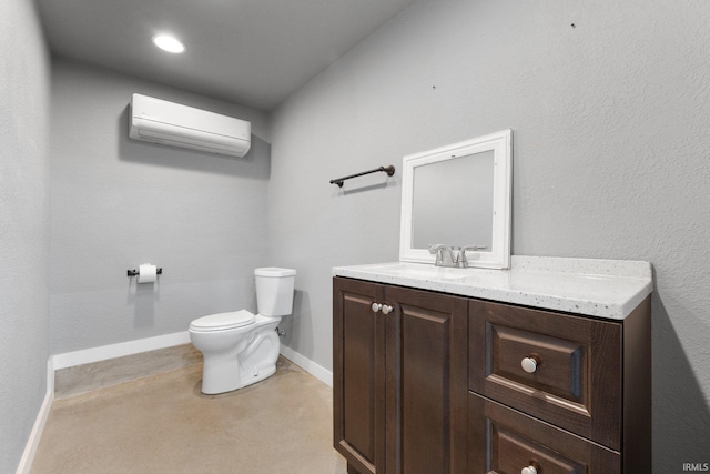 714 Hazel St, Auburn, IN 46706 - half bathroom featuring a wall mounted air conditioner, toilet, vanity, and baseboards