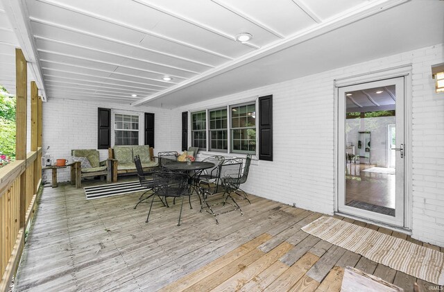59483 Clover Rd, Mishawaka, IN 46544 - wooden deck featuring outdoor dining space