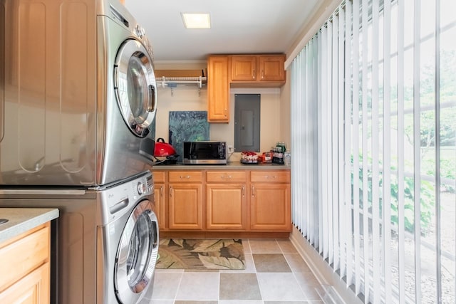 4000 E Stonegate Dr, Bloomington, IN 47401 - washroom featuring stacked washing machine and dryer and electric panel