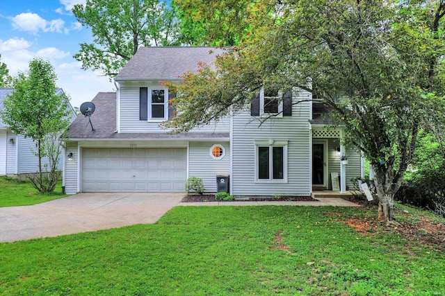 2210 S Laurelwood Cir, Bloomington, IN 47401 - view of front of house featuring driveway, a front lawn, and roof with shingles